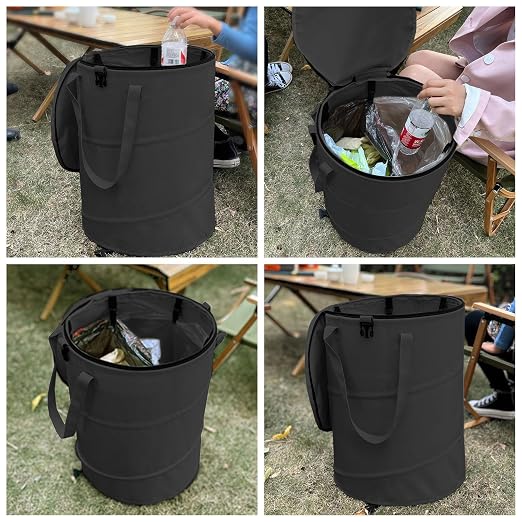 Pop up Camping Trash can with lid, Garden Garbage Bag with Lid, Lawn and Leaf - Image 5