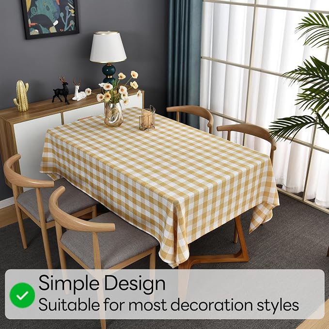 Gingham Table Cloth for Rectangle Tables Yellow Checkered Plaid Tablecloth - Image 6