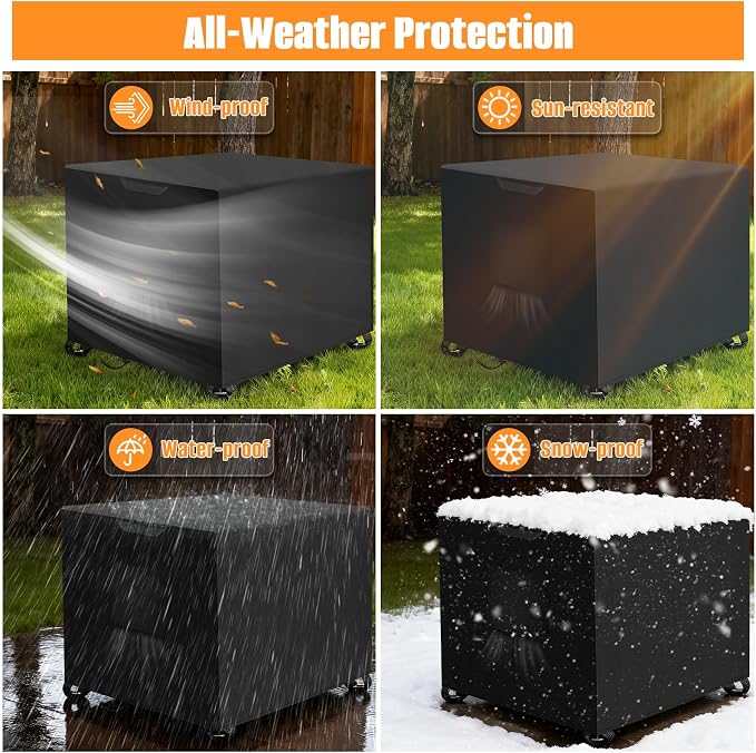 Kovshuiwe Porch Shield Fire Pit Cover Square-600D Fabric Waterproof and - Image 6