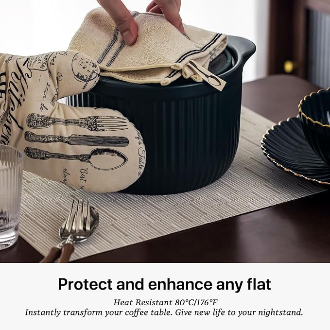 LEXMORE Placemats Set of 4 Vinyl/Plastic Woven Place Mats - Image 5