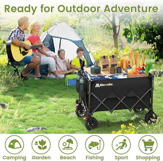 Collapsible Wagon Cart, 150L Heavy Duty Foldable Beach Wagon - Image 9