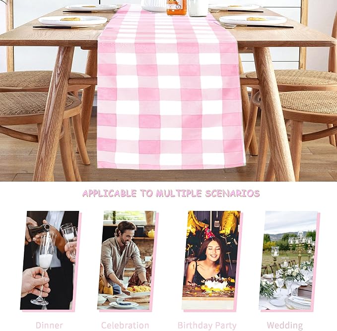 Fabric Checkered Table Runner 12 Pack Waterproof Gingham Table Runner 14W x - Image 3