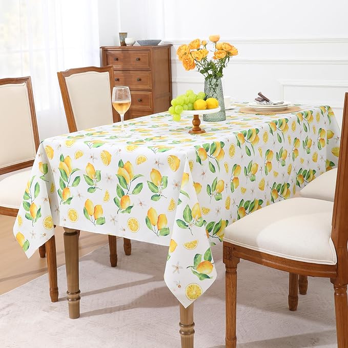 Romanstile Summer Rectangle Plastic Tablecloth, 100% Waterproof Oil-Proof Lemon - Image 2