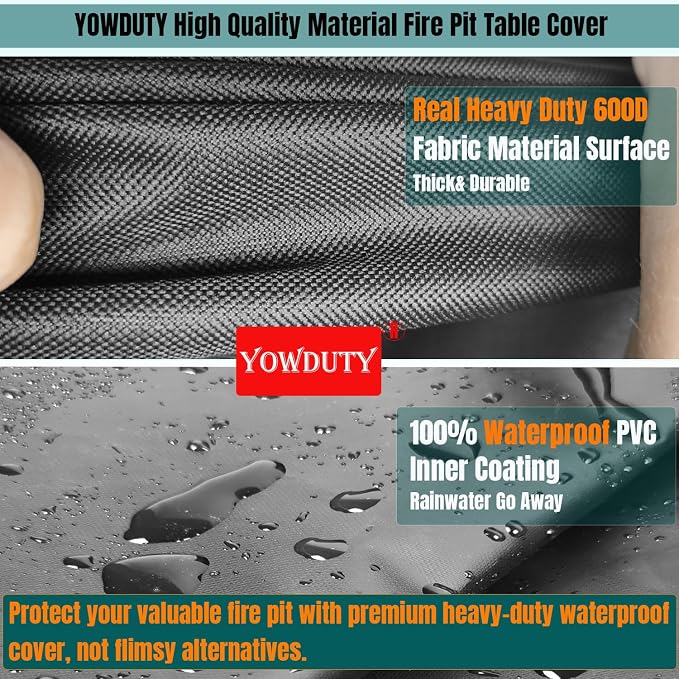 Rectangular Propane Gas Fire Pit Table Cover 44x28x24 Inch, Waterproof Heavy - Image 3
