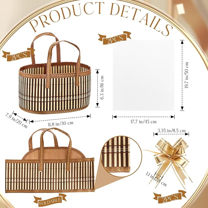 Reallnaive Baskets for Gifts Empty Sturdy Woven Bamboo Gift Basket - Image 2