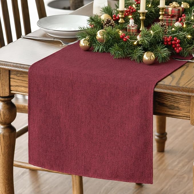 Artoid Mode Dark Red Table Runner, Seasonal Christmas Valentine's Washable by ArtoidMode