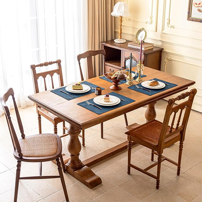 KXN Placemats Set of 8, Dual-Layer Thickened Faux Linen Table Mats, Heat - Image 2