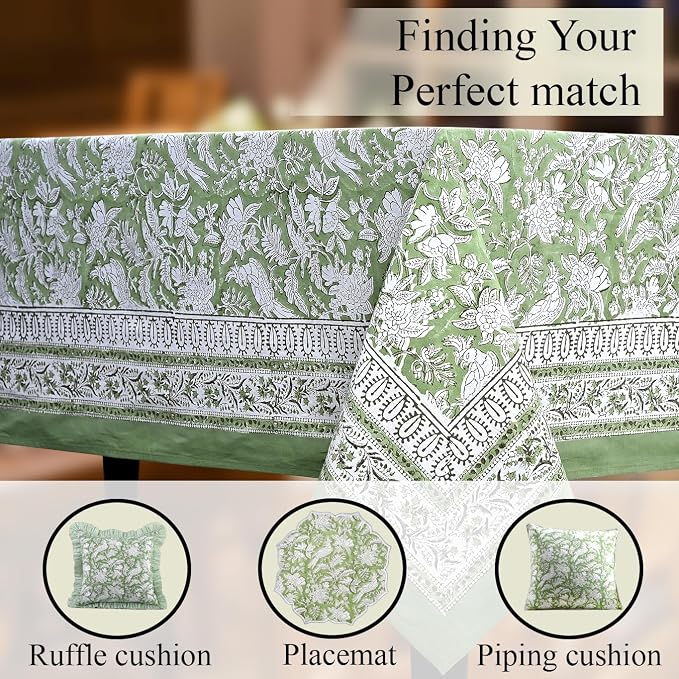 CPC Tablecloth 100% Cotton 72x190 Inch Indian Block Print Rectangle Table Cover - Image 8