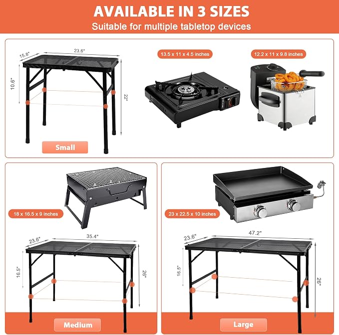 Camping Table with Mesh Desktop, Lightweight & Portable Small Folding Grill - Image 5