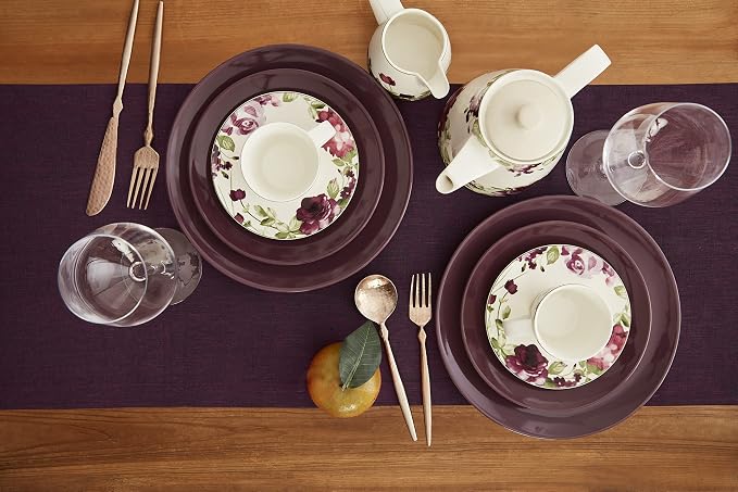 Solino Home Linen Chambray Burgundy Table Runner 156 Inches Long - Image 3