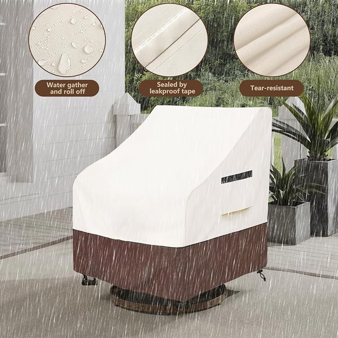 Rileytee Outdoor Swivel Chair Cover 2 Pack, Outdoor Furniture Patio Chair - Image 3