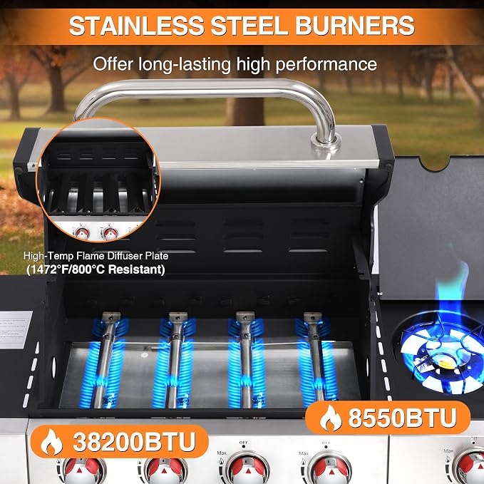 Griddle Grill Combo, Propane Gas and Charcoal Grill Combo, Outdoor BBQ Grills - Image 5