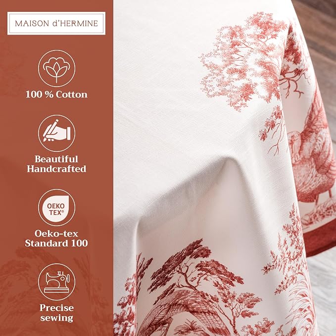 Maison d' Hermine Table Cloth Round Table 100% Cotton 69 Inches Fall Tablecloth - Image 2