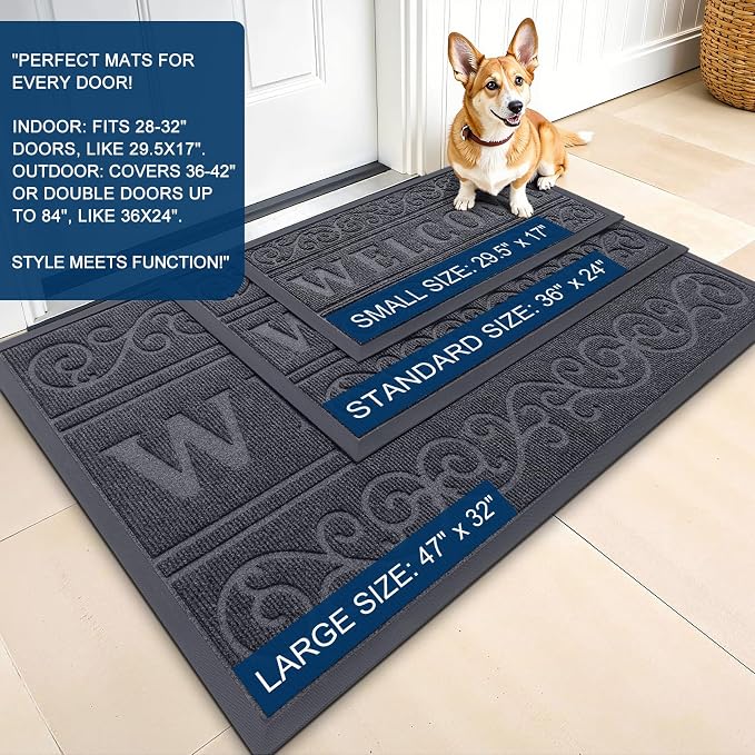 OLANLY Welcome Door Mat Indoor Outdoor Entrance, Heavy Duty Sturdy Front Door - Image 2