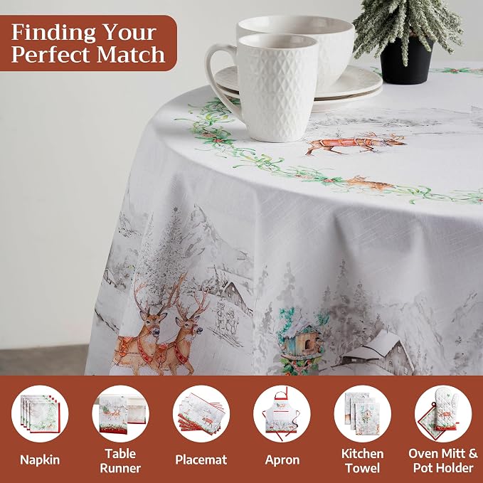 Maison d' Hermine Table Cloth Round Table 100% Cotton 69 Inches Fall Tablecloth - Image 4