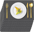 Vinyl Placemats Set of 8 Faux Leather 100% Waterproof Wipeable Washable Place by Uolr