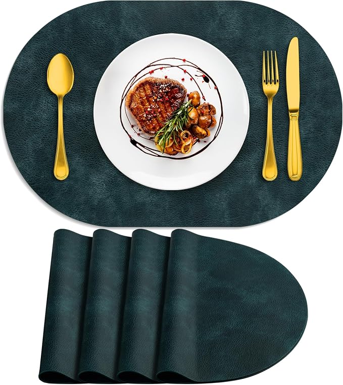 ADRIMER Placemats, Heat Resistant Oval Placemats Set of 4 Washable 12 x 17 Inch by Adrimersdreamistobeanindispensablecompanioninyourlife