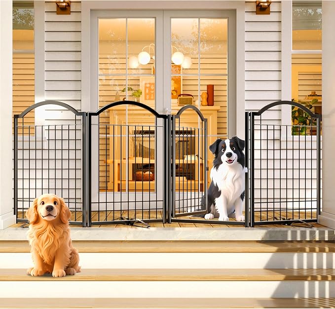 4NM Metal No Drilling Expandable Dog Gate, Extra Wide 96", Extra Tall 32" Free by 4NM