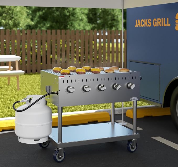 KoolMore 36 in. Commercial 5-Burner Mobile Outdoor Propane Grill in Stainless - Image 5