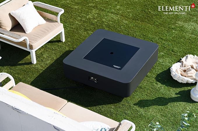 Elementi+ | Bergamo Gas Fire Pit Cast Concrete 42" Square Fire Table, Outdoor - Image 4