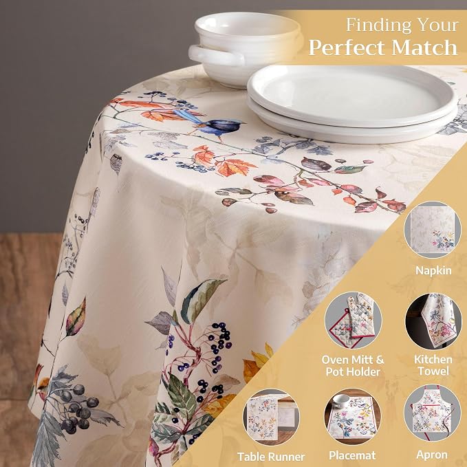 Maison d' Hermine Table Cloth Round Table 100% Cotton 63 Inches Fall Tablecloth - Image 5