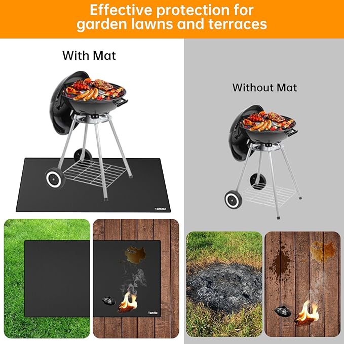 Under Grill Floor Mat, 68 x 48 Inch Silicone-Coated Fiberglass
