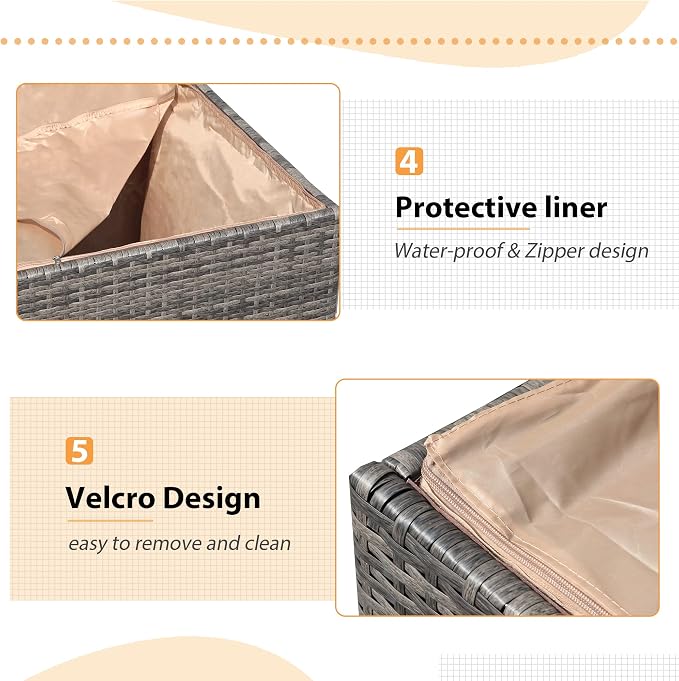 Super Patio Outdoor Patio Storage Box Waterproof, Wicker Storage Bin Deck Box - Image 5