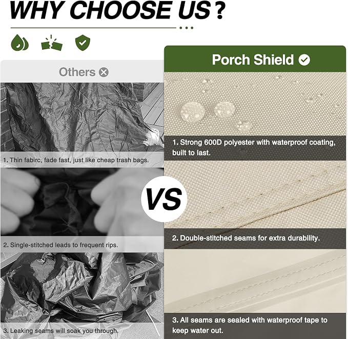 Porch Shield 34W x 24D x 46H inch Premium Gas Grill Cover Up to 32 inch - Image 3