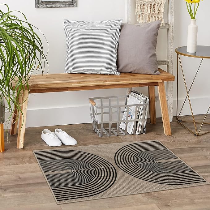 Easy Jute Rainbow Entryway Rug, 2x3 Washable Non-Slip Indoor Outdoor Doormat - Image 7