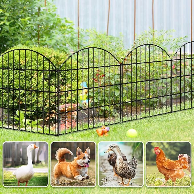 Metal Garden Fence 28in x 18.7ft, 8 Panels + 9 Stakes Dog Fence Border Fence - Image 5