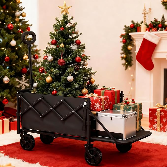 Small Collapsible Wagon with Tailgate, Wagons Carts Foldable with 350lbs by Canpsky