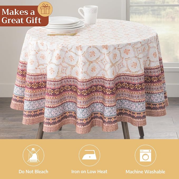 Maison d' Hermine Table Cloth Round Table 100% Cotton 63 Inches Fall Tablecloth - Image 5