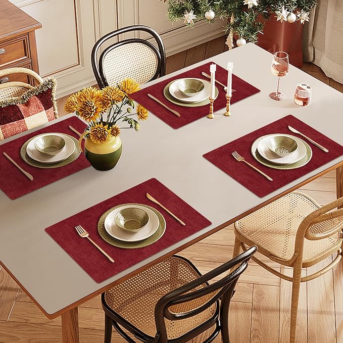 Faux Leather Heat Resistant Christmas Placemats Set of 6 – Waterproof Oilproof - Image 6