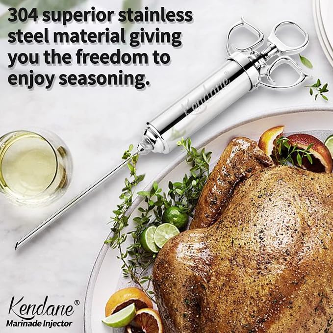 Meat Injector Syringe 2-oz Marinade Flavor Barrel 304 Stainless Steel - Image 2