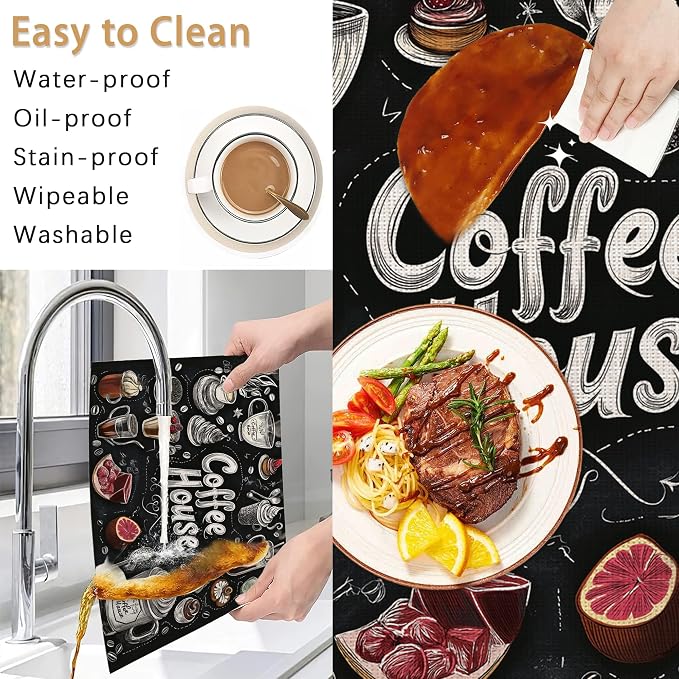 Coffee House Placemats Set of 6, Coffee Menu Table Mates Non-Slip Heat - Image 5