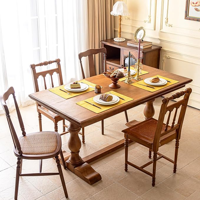 KXN Placemats Set of 4, Dual-Layer Thickened Faux Linen Table Mats, Heat - Image 2