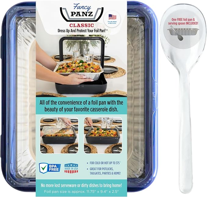 Fancy Panz - Navy Classic Aluminum Foil Pan Carrier - Elevated Food Serving by FancyPanz