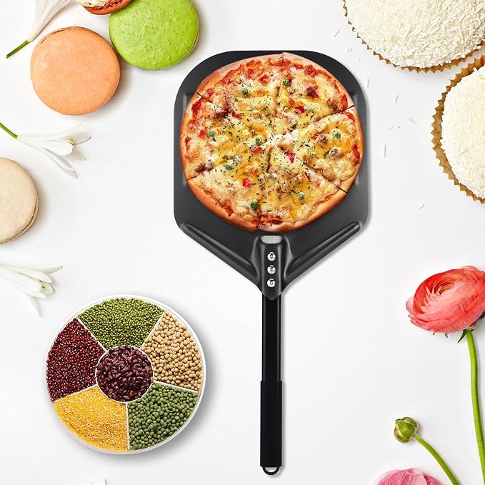 Perforated Pizza Peels 6 INCH pizza spatula paddle Long Handle Metal Pizza - Image 8