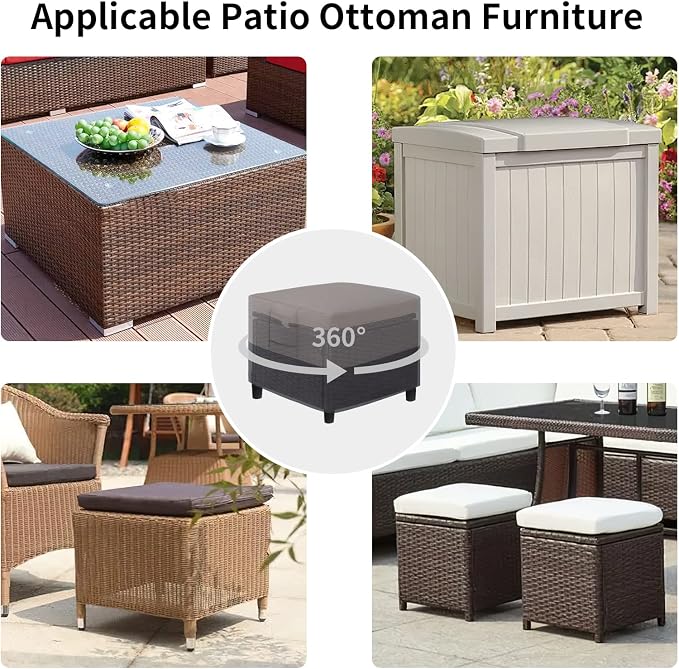 Easy-Going Outdoor Ottoman Cover, Waterproof Heavy Duty Patio Furniture Cover - Image 6