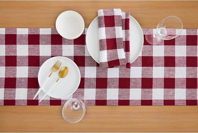 Solino Home Checkered Table Runners 72 Inches Long - Image 3