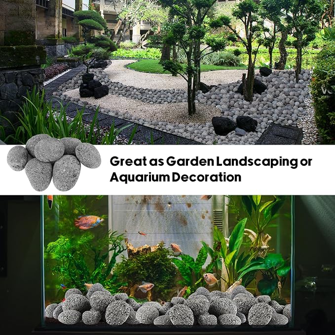 Skyflame 3-5 Inch Round Lava Rock Pebbles, 15 Pounds Black Natural Tumbled - Image 6