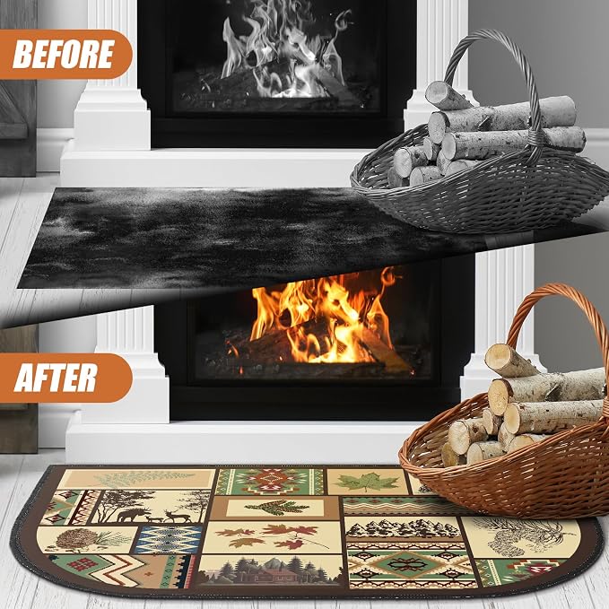 Demissle Cabin Fireplace Hearth Rug Fireplace Mats Cabin Southwestern Fireproof - Image 6