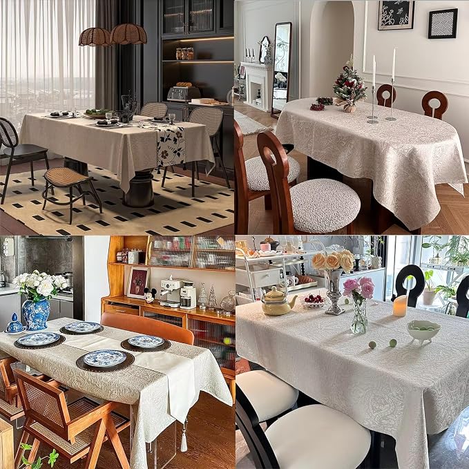 French Rectangle Tablecloth, Luxurious Retro Jacquard Waterproof Washable Table - Image 6