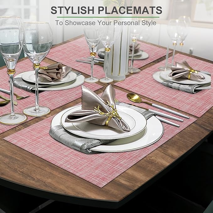BETEAM Placemats Set of 6, Woven Vinyl Placemat - Image 6