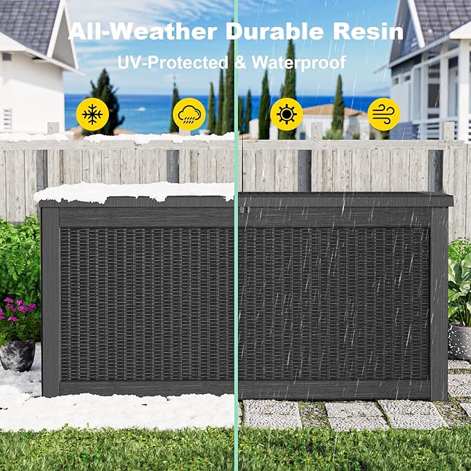 320 Gallon Outdoor Storage Box, Large Waterproof UV Resistant Deck Box - Image 7