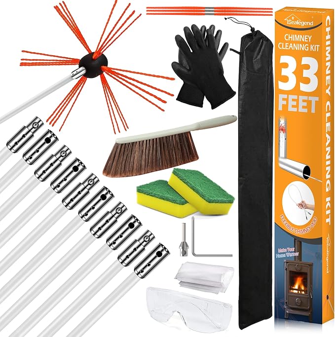 Sealegend 33 Feet Chimney Cleaning Kit Chimney Brush, Chimney Sweep Kit and by Sealegend