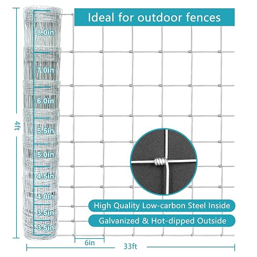 Farm Fence 4ft. x 33ft Galvanized Field Wire Fencing, Heavy Zinc Coating Cattle - Image 3
