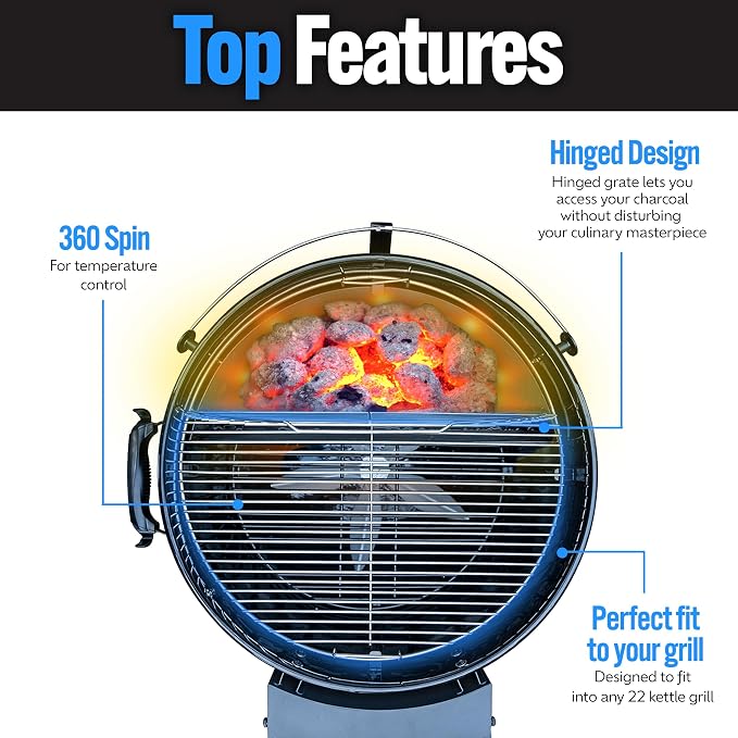 SnS Grills Slow ‘N Sear EasySpin Charcoal Grill Cooking Grate - Image 3