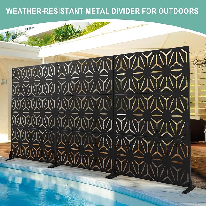 Metal Privacy Screen for Outdoor & Indoor Use, Free Standing Privacy Screen for - Image 5