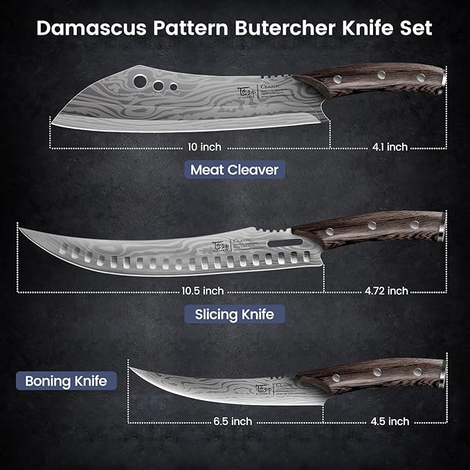 Butcher Knife Set, Meat Cleaver Chef Knife Set, Japanese Style High Carbon - Image 7